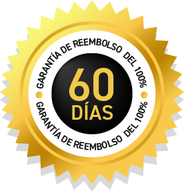 Gold badge with text stating ‘100% Money Back Guarantee – 60 Days’ in bold lettering